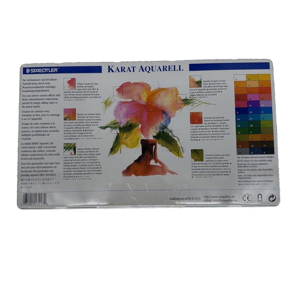 36 Staedtler Karat Aquarell Watercolour Pencils Made in Germany in Tin Case - Picture 2 of 8